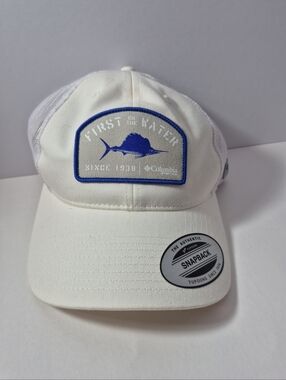 Columbia PFG Trucker Snapback Hat White Fishing Unisex